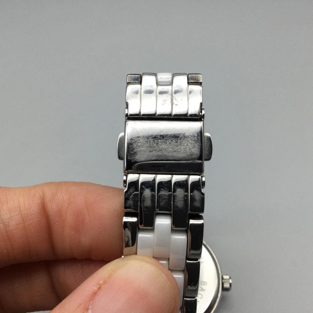 Anne Klein Womens Watch 34mm White Dial Stainless Bracelet New Battery 7